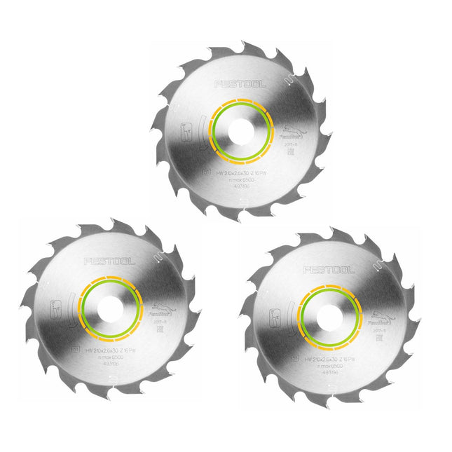 Festool 3x Panther Lame de scie circulaire PW16 Bois 210 x 2,6 x 30 mm 210 mm 16 dents ( 3x 493196 ) TS