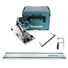 Makita DSP 600 ZJ Scie plongeante sans fil 36V (2x 18V) Brushless + rail de guidage + serre-joints + guide parallèle ( 165447-6 ) + Makpac - sans batterie, sans chargeur
