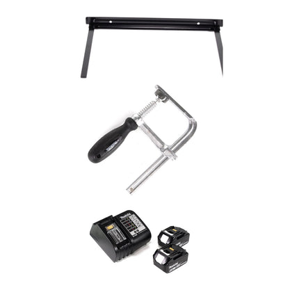 Makita DSP 600 STJ Scie plongeante sans fil 36V (2x 18V) Brushless + 2x guide-chaîne + guide parallèle + serre-joints + connecteur de guide-chaîne + 2x batterie 5,0Ah + chargeur + Makpac