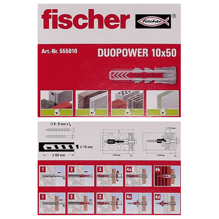 Fischer Chevilles à expansion DUOPOWER 10x50mm, 50 pcs. ( 555010 )