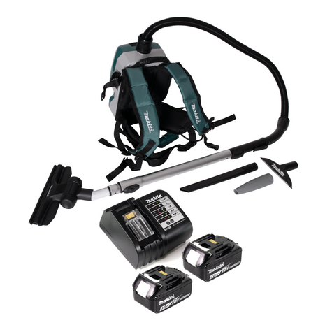 Makita DVC 261 SFX15 aspirador de mochila a batería 36V (2x 18V) 2L sin escobillas + 2x batería 3.0Ah + cargador