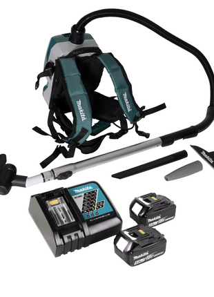 Makita DVC 261 RTX15 aspirador de mochila a batería 36V (2x 18V) 2L sin escobillas + 2x batería 5.0Ah + cargador