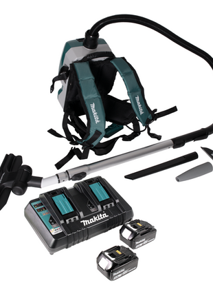 Makita DVC 261 PTX15 aspirador de mochila a batería 36V (2x 18V) 2L sin escobillas + 2x batería 5.0Ah + cargador