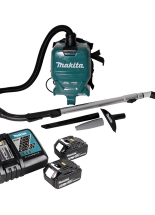 Makita DVC 261 RGX15 aspirador de mochila a batería 36V (2x 18V) 2L sin escobillas + 2x batería 6.0Ah + cargador