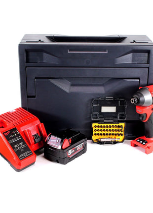 Milwaukee M18 CID-501M Akku Schlagschrauber 18V 180Nm 1/4" Brushless + 1x Akku 5,0Ah + Ladegerät + 32tlg. Bit Set + M-Box