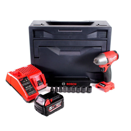 Clé à chocs sans fil Milwaukee M18 FIWF 38-501M 18V 284 Nm 3/8" brushless + 1x batterie 5,0Ah + chargeur + jeu de 9 clés à douilles + M-Box