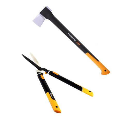 Fiskars X21 Axt Spaltaxt - L 3D 71cm 1,6kg ( 1015642 ) + Fiskars Teleskop Heckenschere HS86 ( 1013565 ) SmartFit für Hecken und Büsche 68 cm auf 93 cm