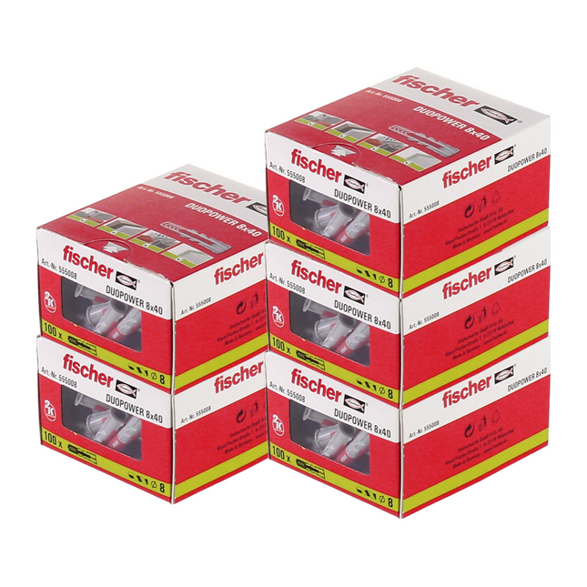 Cheville à expansion Fischer DUOPOWER 8x40mm 500 pièces (5x 555008)