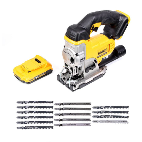 DeWalt DCS 331 N Akku Stichsäge 18V + 1x Akku 2,0Ah + 15x Stichsägeblatt - ohne Ladegerät