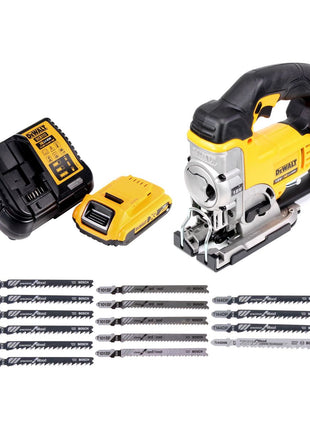 Scie sauteuse à batterie DeWalt DCS 331 D1 18V + 1x batterie 2,0Ah + chargeur + 15x lame de scie sauteuse