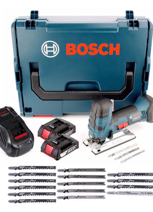 Sierra de calar a batería Bosch GST 18 V-LI S 18V + 2x baterías 2.0Ah + cargador + 18x hoja de sierra + L-Boxx