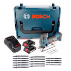 Bosch GST 18 V-LI S Akku Stichsäge 18V + 2x Akku 2,0Ah + Ladegerät + 18x Sägeblatt + L-Boxx