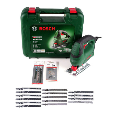 Bosch PST 670 (CT) Scie sauteuse DIY 500 W + 18x lames de scie sauteuse + coffret