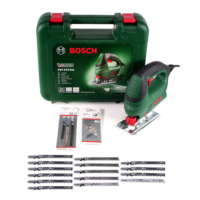Bosch PST 670 (CT) Scie sauteuse DIY 500 W + 18x lames de scie sauteuse + coffret