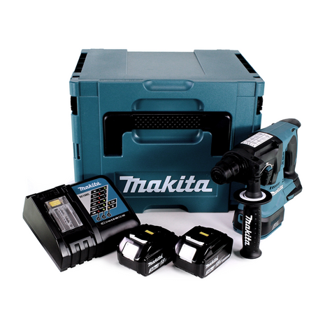 Taladro percutor a batería Makita DHR 242 RFJ 18V 2.0J SDS-plus sin escobillas + 2x batería 3.0Ah + cargador + Makpac