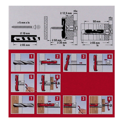 Cheville à cavité Fischer DUOTEC 10 50mm 500 pièces (10x 537258)