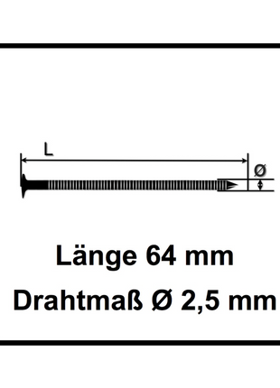 Bostitch IC70-1-E cloueur à bobine d'air comprimé CT38-70mm 4,9-7,0bar + clous à bobine 2,5x64mm tige annulaire vierge