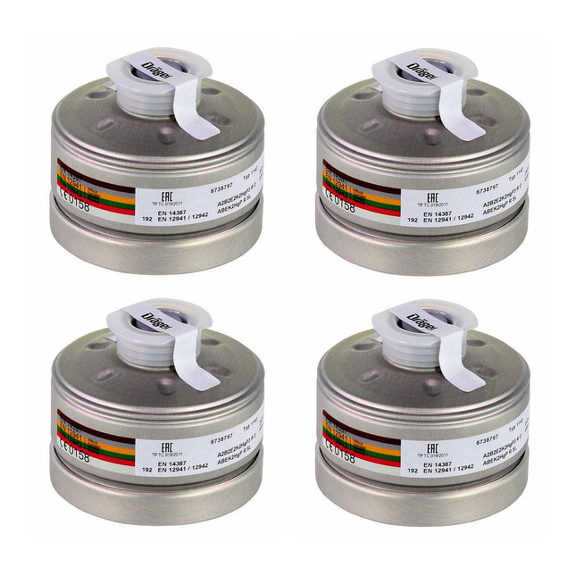 Dräger 4x filtre respiratoire X-plore Rd40 A2B2E2K2 Hg P3 RD (4x 6738797) EN148-1 pour masque complet X-plore 6000