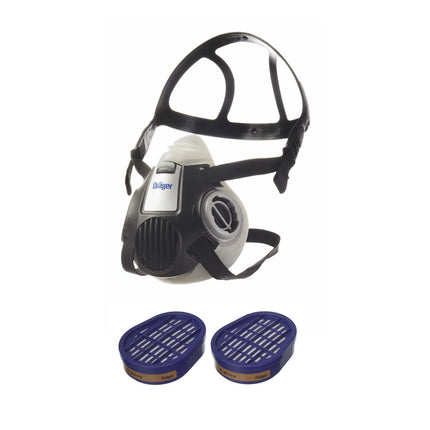 Masque respiratoire Dräger X-plore 3300 L demi-masque pour filtre à baïonnette taille L + 2x filtre à gaz X-plore A2 filtre à baïonnette (6738873)