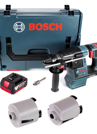 Perceuse à percussion sans fil Bosch GBH 18V-26 18V 2,6J SDS-plus brushless + 1x batterie 5,0Ah + accessoires couronnes de douilles + L-Boxx - sans chargeur