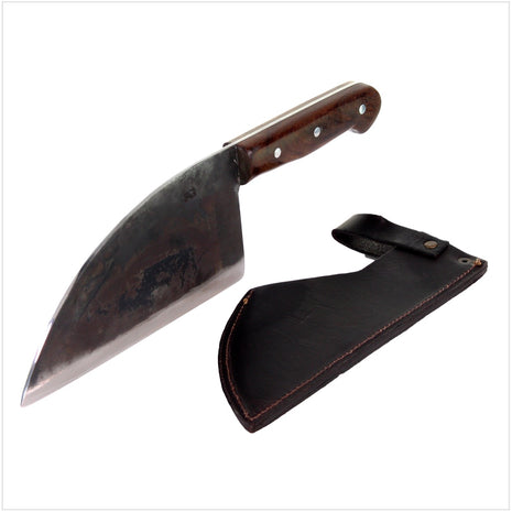 Serra Grande "Cutelo Carbono" cuchillo de cocina tradicional brasileño cuchillo de chef forjado a mano hoja de 8" + vaina de cuchillo de cuero genuino