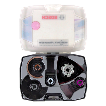 Bosch GOP 12V-28 Cutter multifonctions sans fil 12V Starlock Brushless Solo + Starlock Set Best of Renovation 5pcs. + L-Boxx - sans batterie, sans chargeur