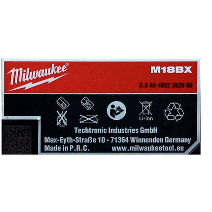 Batterie Milwaukee M18 BX B3 18V / 3,0Ah / 3000mAh (4932352668)