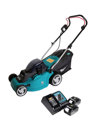 Cortacésped a batería Makita DLM 380 RF2 36V (2x18V) 38cm + 2x batería 3,0 Ah + cargador