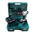 Makita DHP 453 SFTK W perceuse à percussion sans fil 18 V 42 Nm + 1x batterie 3,0 Ah + chargeur rapide + 101 pièces. Set d'accessoires + étui