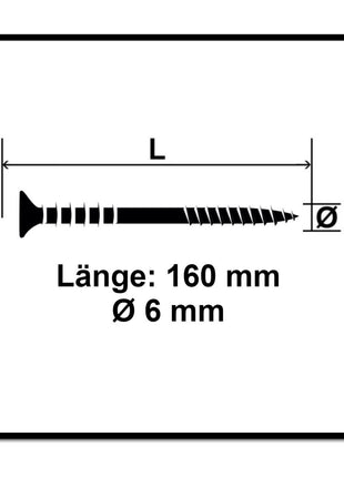 SPAX Vis réglable 6,0x160 mm, 100 pièces avec rainures d'entrainement, tête plate T-STAR Plus 4Cut WIROX ( 161010601605 )