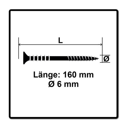 SPAX Vis réglable 6,0x160 mm, 100 pièces avec rainures d'entrainement, tête plate T-STAR Plus 4Cut WIROX ( 161010601605 )