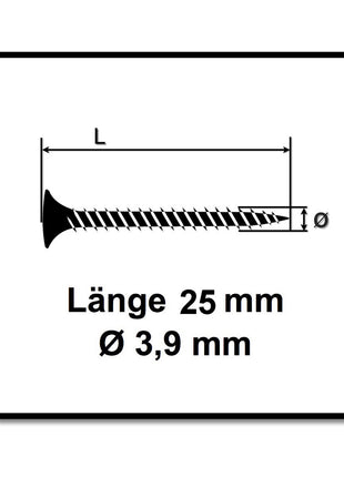 SPAX GIX-A Vis pour cloison sèche 3,9 x 45 mm - Filetage total - Tête trompette - Cruciforme H2 - Pointe d’aiguille - Magazinée - Phosphatée - 1000 pcs. (1091170390456)