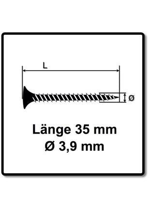 SPAX GIX-A Vis pour cloison sèche 3,9 x 45 mm - Filetage total - Tête trompette - Cruciforme H2 - Pointe d’aiguille - Magazinée - Phosphatée - 1000 pcs. (1091170390356)