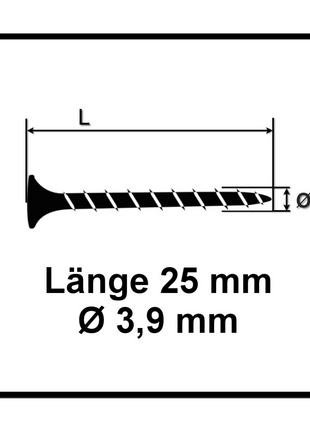 SPAX GIX-B Vis pour cloison sèche 3,9 x 55 mm - Filetage total - Tête trompette - Cruciforme H2 - Pointe aiguille - Magazinée - 1000 pcs. (1891170390256)