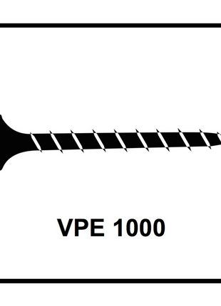 SPAX GIX-B Vis pour cloison sèche 3,9 x 55 mm - Filetage total - Tête trompette - Cruciforme H2 - Pointe aiguille - Magazinée - 1000 pcs. (1891170390256)