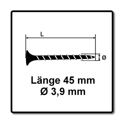 SPAX GIX-B Vis pour cloison sèche 3,9 x 55 mm - Filetage total - Tête trompette - Cruciforme H2 - Pointe aiguille - Magazinée - 1000 pcs. (1891170390456)