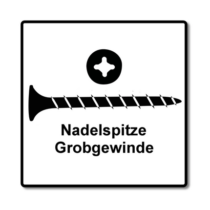 SPAX GIX-B Vis pour cloison sèche 3,9 x 55 mm - Filetage total - Tête trompette - Cruciforme H2 - Pointe aiguille - Magazinée - 1000 pcs. (1891170390456)