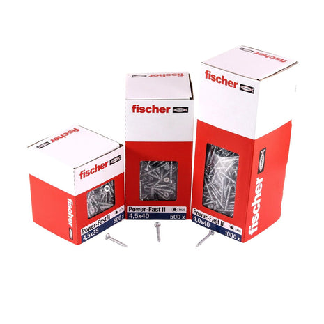 Fischer Power-Fast II FPF II tornillos para aglomerado 4,0x25 mm 1000 piezas (670624) cabeza avellanada con rosca completa Torx, galvanizado, pasivado azul