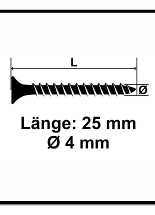 Vis pour panneaux d'aggloméré Fischer Power-Fast II FPF II 4,0x25 mm 200 pièces (670152) tête fraisée avec filetage complet Torx, galvanisées, passivée bleue