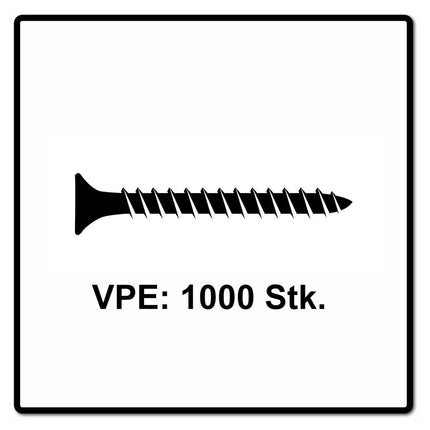 Fischer Power-Fast II FPF II Vis à bois aggloméré 4,0x35mm, Tête fraisée, Empreinte Torx ,Filetage partiel, Zingué blanc, Bleu passivé - 1000 pcs. (670625)