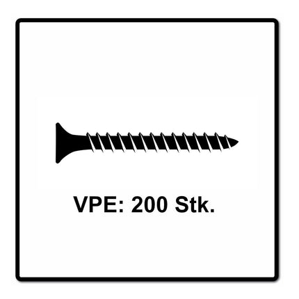 Fischer Power-Fast II FPF II Vis pour panneaux de particules, 4,0x35 mm - tête fraisée, empreinte TX, zingué blanc, filetage total, passivé bleu - 200 pcs. (670156)