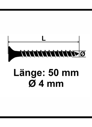 Vis pour panneaux d'aggloméré Fischer Power-Fast II FPF II 4,0x50 mm 200 pièces (670162) tête fraisée avec filetage complet Torx, galvanisées, passivée bleue