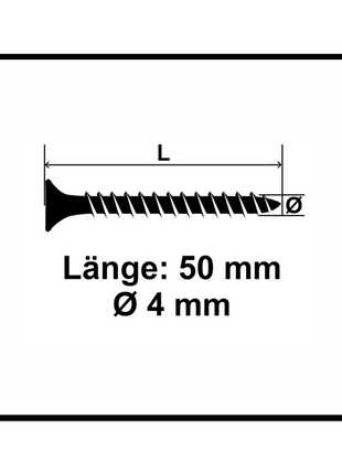 Vis pour panneaux d'aggloméré Fischer Power-Fast II FPF II 4,0x50 mm 500 pièces (670163) tête fraisée avec filetage complet Torx, galvanisées, passivée bleue