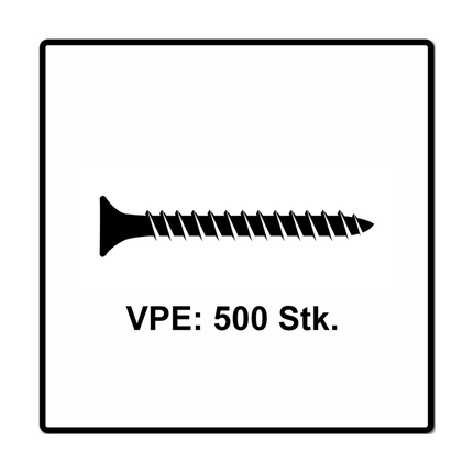 Vis pour panneaux d'aggloméré Fischer Power-Fast II FPF II 4,5x40 mm 500 pièces (670261) tête fraisée avec filetage complet Torx, galvanisées, passivée bleue