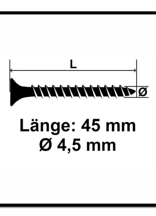 Vis pour panneaux d'aggloméré Fischer Power-Fast II FPF II 4,5x45 mm 500 pièces (670263) tête fraisée avec filetage complet Torx, galvanisées, passivée bleue