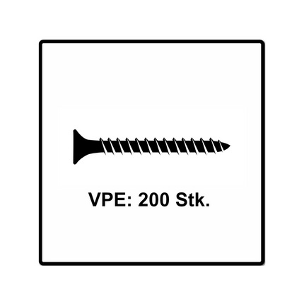 Fischer Power-Fast II FPF II Vis à bois aggloméré 4,5x50mm, Tête fraisée, Torx, Filetage total, Zingué et passivé bleu, 200 pcs. (670264)