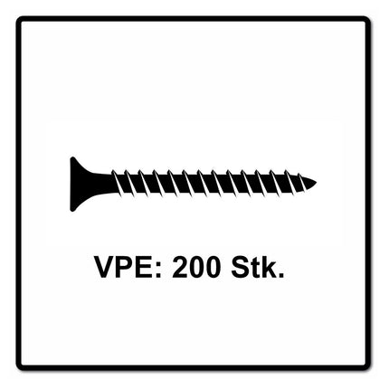 Fischer Vis pour panneaux de particules Power-Fast II FPF II 5.0x70 mm - 200 pièces (670363) tête fraisée + Filetage complet Torx, galvanisée, passivée bleue