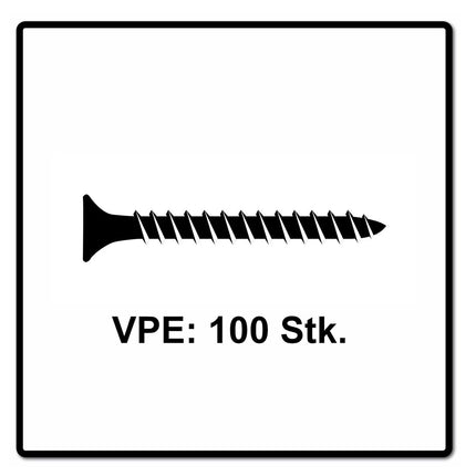 Fischer Vis pour panneaux de particules Power-Fast II FPF II 6.0x50 mm - 100 pièces (670452) tête fraisée + Filetage complet Torx, galvanisée, passivée bleue