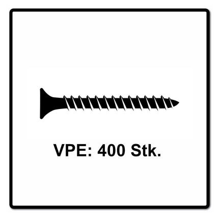 Fischer Vis pour panneaux de particules Power-Fast II FPF II 6.0x50 mm - 400 pièces (670454) tête fraisée + Filetage complet Torx, zinguée, passivée bleue