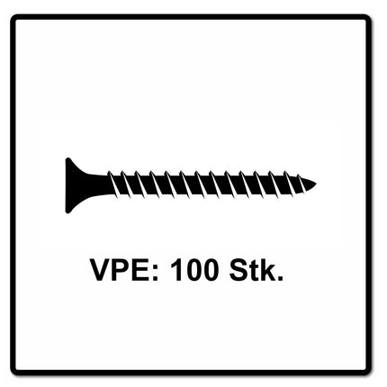 Fischer Vis pour panneaux de particules Power-Fast II FPF II 6.0x60 mm - 100 pièces (670455) tête fraisée + Filetage complet Torx, zinguée, passivée bleue